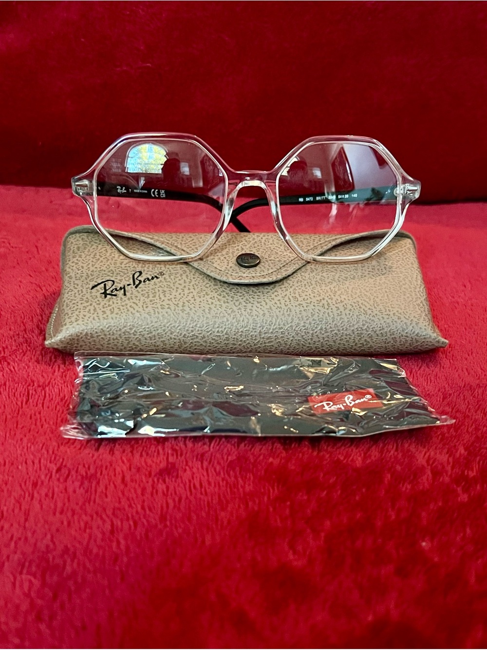 Ray-Ban Clear Octagonal Frame Eyeglasses - Clear